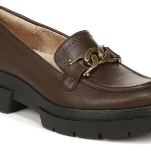 SOUL Naturalizer Chocolate Loafers with Brass Accent